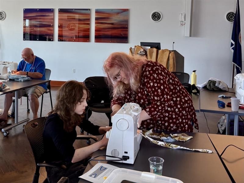 Volunteers Sewing Reusable Bags