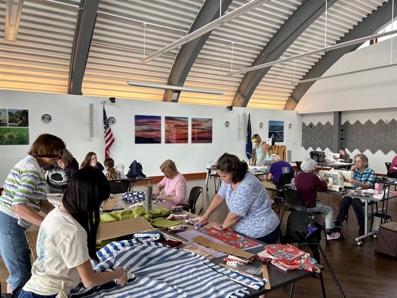 Volunteers Sewing Reusable Bags